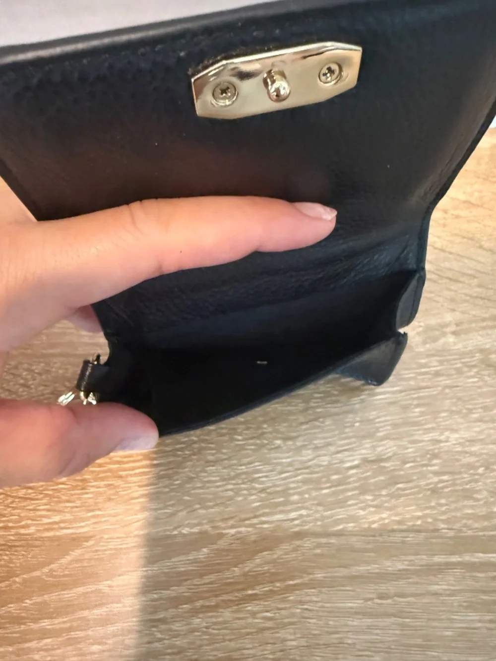Rebecca Minkoff Wallet Black With Keychain Gold Keychain Hoop